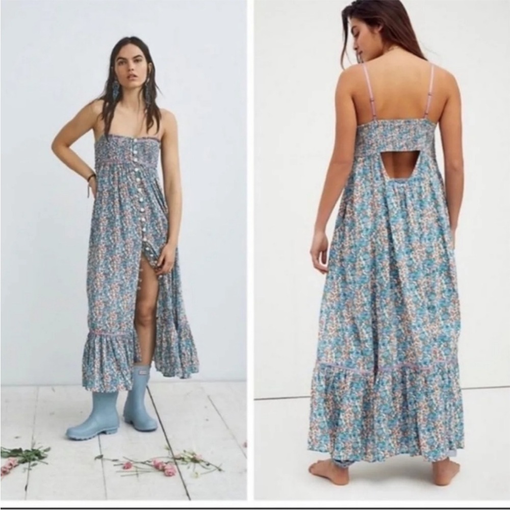 ▶️ Free People ◀️ Molly Jo Midi Dress in Blossom Combo - Picture 4 of 16